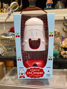 Mess-Free Cherry Pitter - White with Red Accents